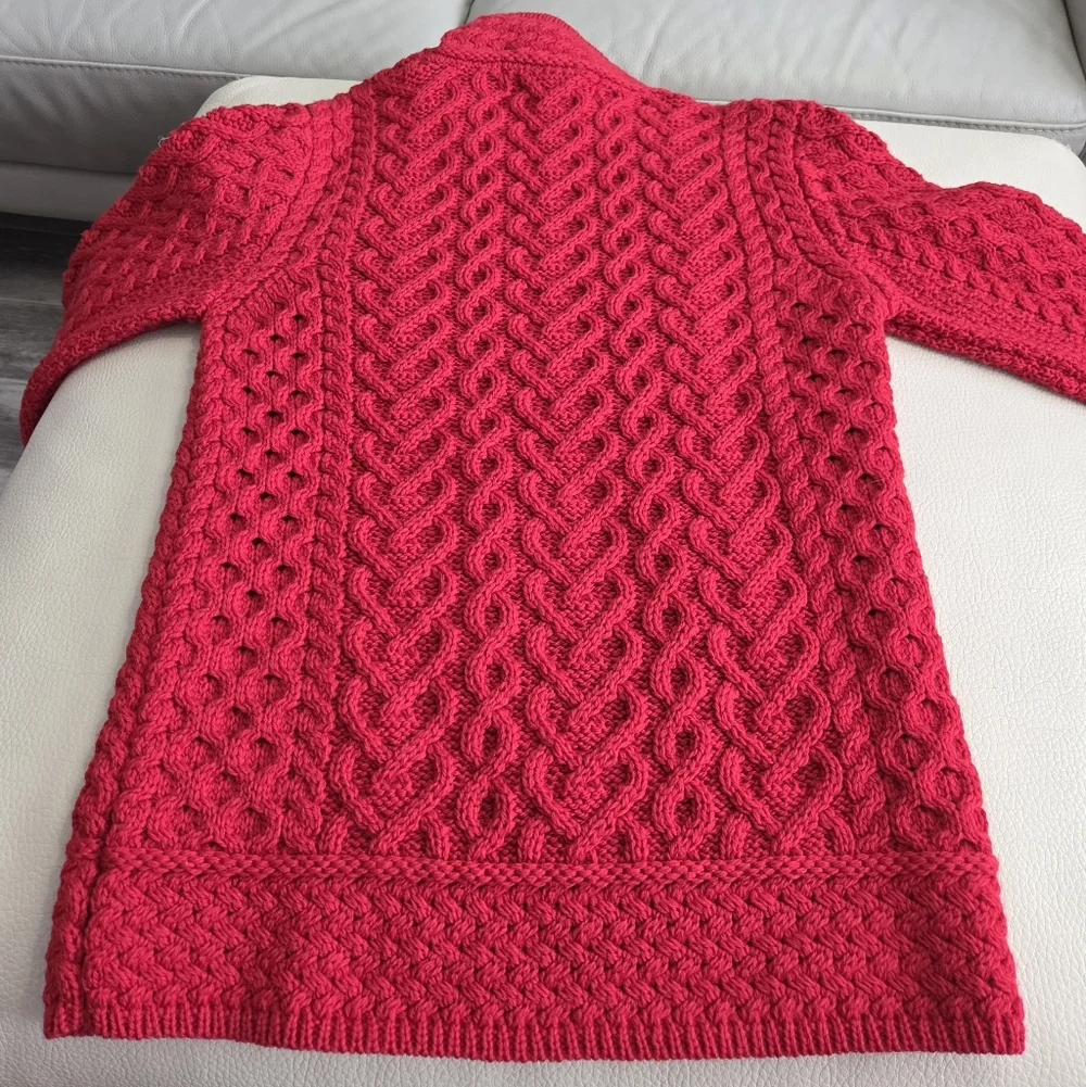 NWT - Aran Mor Women's 100% Merino Wool Polo Neck Sweater - Made In Ireland - M - Picture 7 of 11